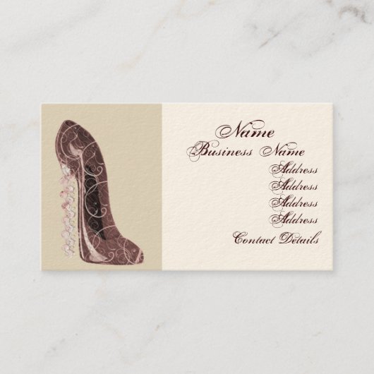 Cartes de visite stylets d'art de chaussure (Devant)