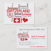 Cartes de visite suisses de tourisme de thème de (Devant / Derrière)