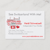 Cartes de visite suisses de tourisme de thème de (Dos)