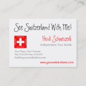 Cartes de visite suisses de tourisme de thème de (Dos)