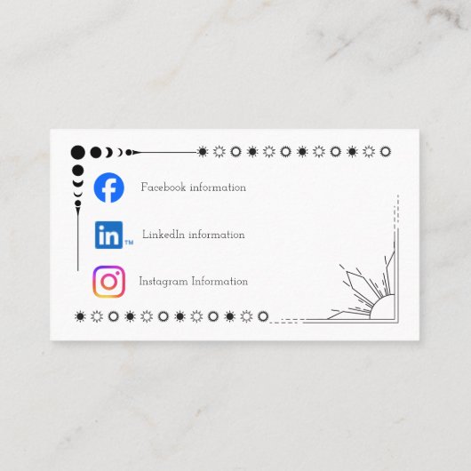 Cartes de visite Sun et Moon (Dos)