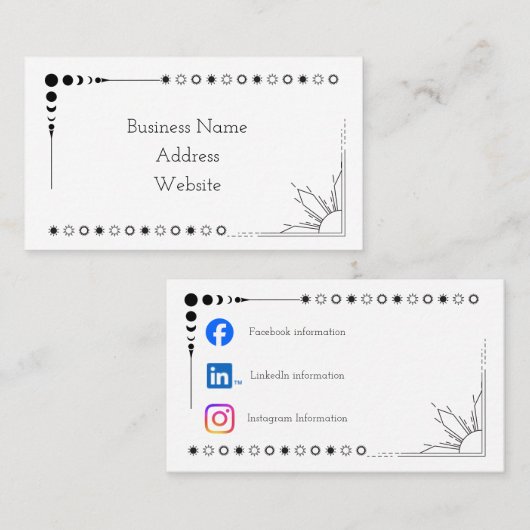 Cartes de visite Sun et Moon (Devant / Derrière)