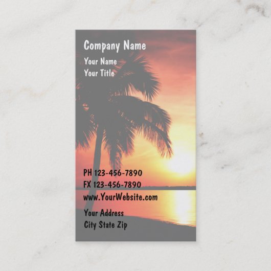 Cartes de visite Sunset (Devant)