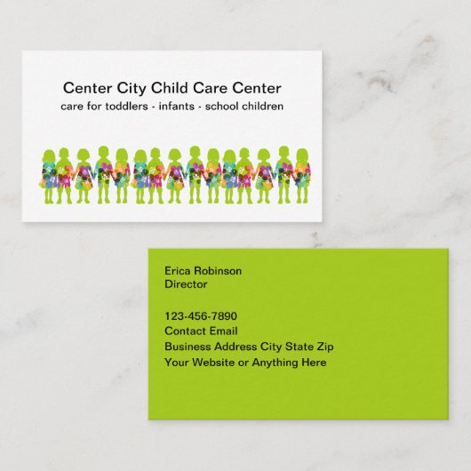 Cartes de visite sur le thème des centres de garde (Devant / Derrière)