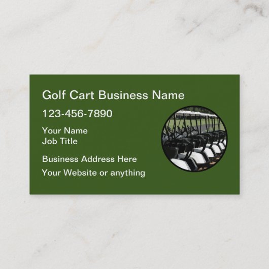 Cartes de visite sur le thème du chariot de golf (Devant)