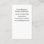 Cartes de visite tendance Fashion Influencer (Dos)