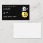 Cartes de visite Thème Billard Snooker (Devant / Derrière)