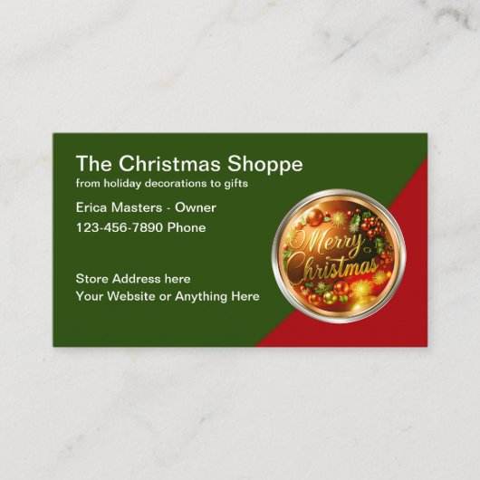 Cartes de visite Thème Boutique de Noël (Devant)