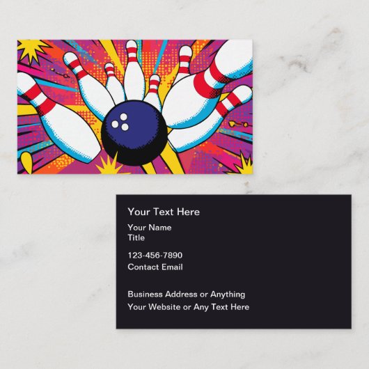 Cartes de visite Thème Bowling (Devant / Derrière)