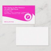 Cartes de visite Thème Coiffeur Rose Belle (Devant / Derrière)