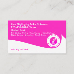 Cartes de visite Thème Coiffeur Rose Belle