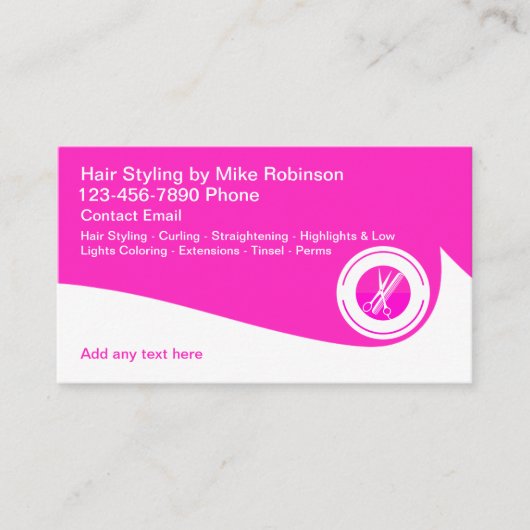 Cartes de visite Thème Coiffeur Rose Belle (Devant)