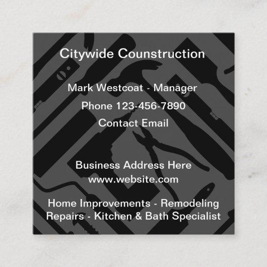 Cartes de visite thème construction moderne cool (Devant)