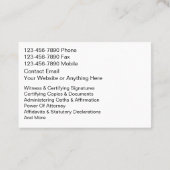 Cartes de visite Thème de Notaire Élégant (Dos)