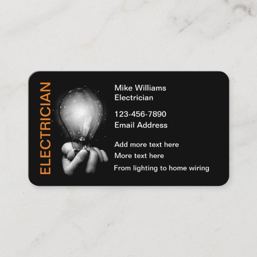 Cartes de visite thème électricien cool (Devant)