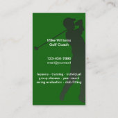 Cartes de visite thème entraîneur de golf (Dos)