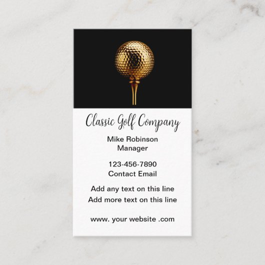 Cartes de visite thème golf classe (Devant)