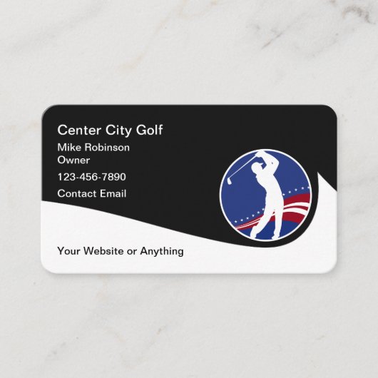 Cartes de visite thème golf cool moderne coins arr (Devant)