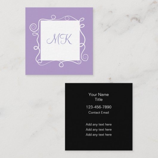 Cartes de visite thème monogramme pour dames branc (Devant / Derrière)