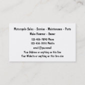 Cartes de visite Thème Motos Cool (Dos)