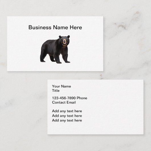 Cartes de visite Thème Ours de la Nature  (Devant / Derrière)