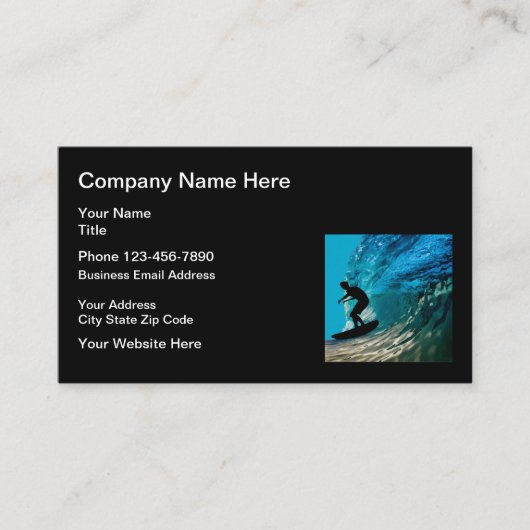 Cartes de visite thème plage surf cool (Devant)