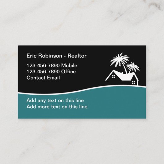 Cartes de visite Thème Tropical Moderne pour Agent (Devant)