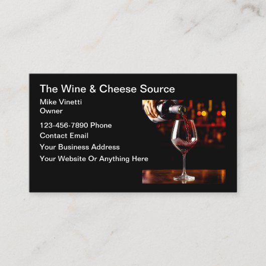 Cartes de visite thème vin élégant (Devant)