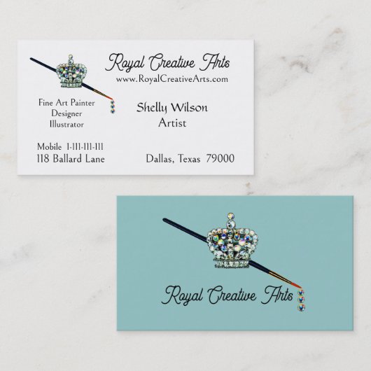 Cartes de visite Tiara ARTISTE (Devant / Derrière)