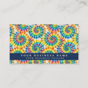 Cartes de visite tie-dye arc-en-ciel psychédélique