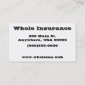 cartes de visite "Tip Chart" (Dos)