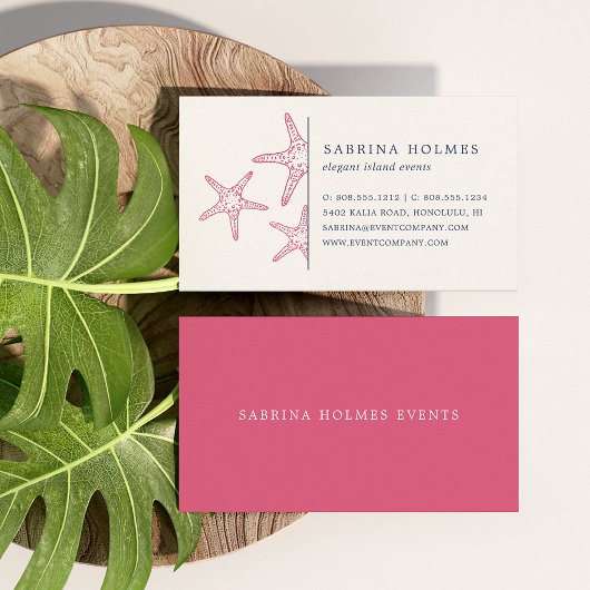 Cartes de visite Tropical Starfish | Rose