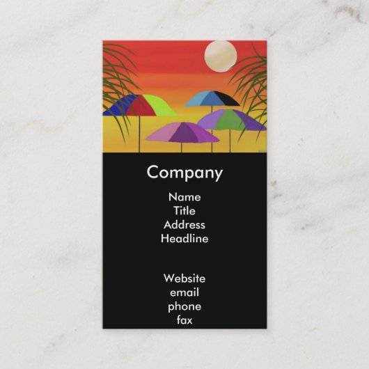 Cartes de visite tropicaux de coucher du soleil (Devant)
