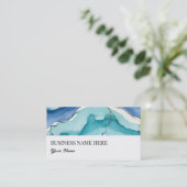 cartes de visite turquoise et or (Debout devant)