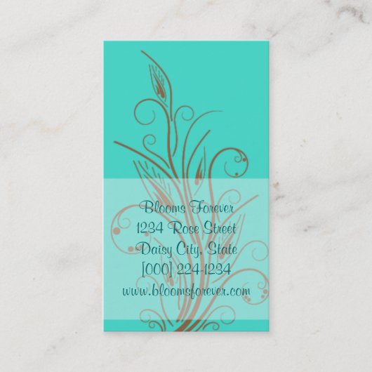 Cartes de visite Turquoise Swirls (Devant)