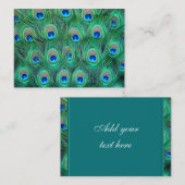 Cartes de visite turquoises Blue Peacock (Devant / Derrière)