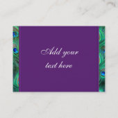 Cartes de visite turquoises Blue Peacock (Dos)