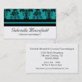 Cartes de visite turquoises de Cosmetologist de (Devant / Derrière)