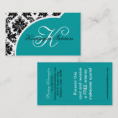 Cartes de visite Turquoises de Damas noirs turquoi (Devant / Derrière)