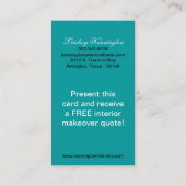 Cartes de visite Turquoises de Damas noirs turquoi (Dos)