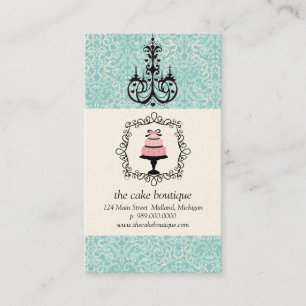 Cartes de visite turquoises de damassé de