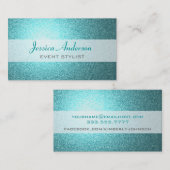 Cartes de visite turquoises de parties (Devant / Derrière)