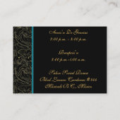 Cartes de visite turquoises de RSVP Masquerade (Dos)