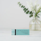 Cartes de visite turquoises élégants de damassé (Debout devant)