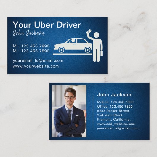 Cartes de visite Uber Driver indépendants Classy (Devant / Derrière)