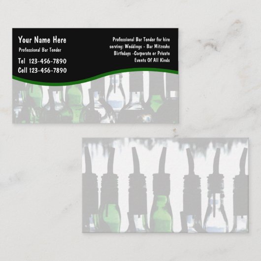 Cartes de visite uniques de conception de barman (Devant / Derrière)