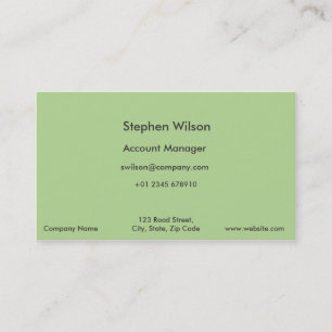 Cartes de visite vert olive simple couleur simple