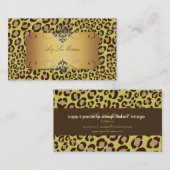 Cartes de visite / vert olive / taches de léopard (Devant / Derrière)
