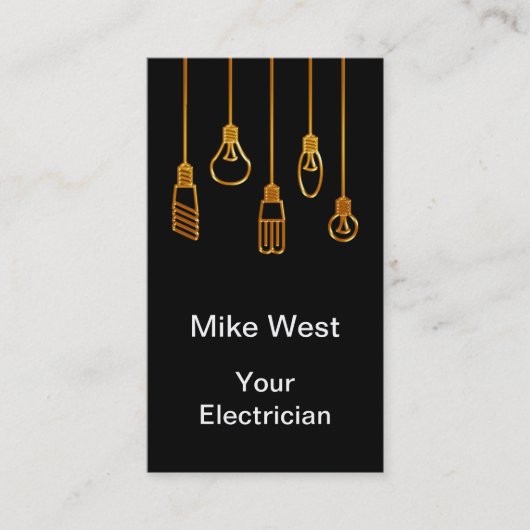Cartes de visite verticales d'électricien chic (Devant)