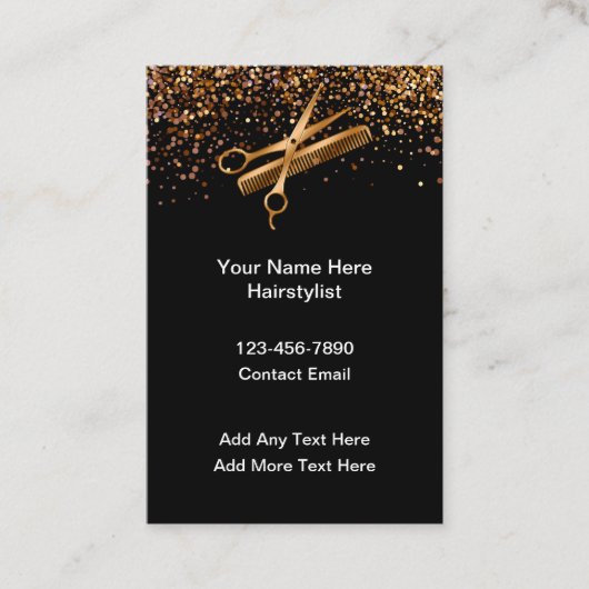 Cartes de visite verticales pour coiffeur chic et (Devant)